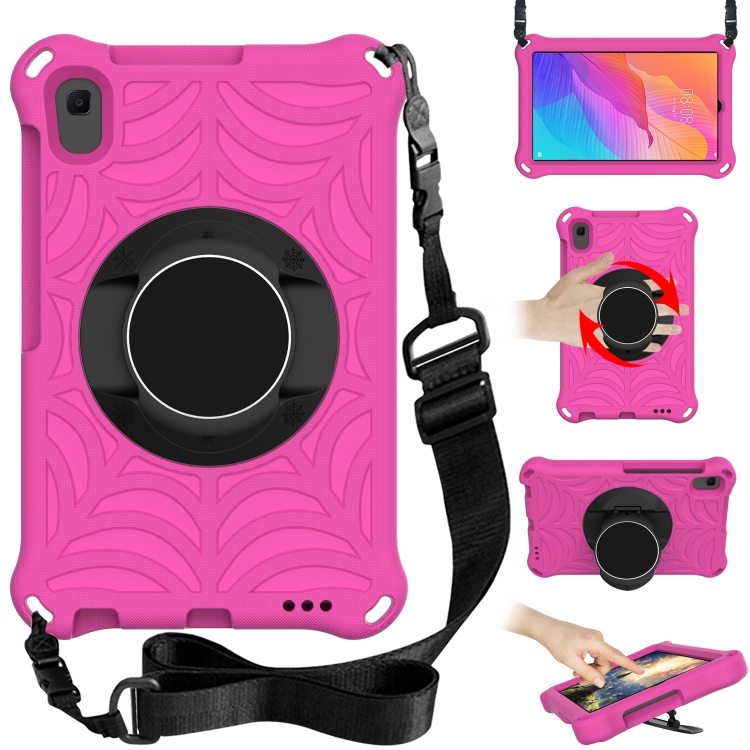 

For Huawei MatePad T8 8.0 inch Spider King EVA Protective Case with Adjustable Shoulder Strap & Holder(Rose Red)