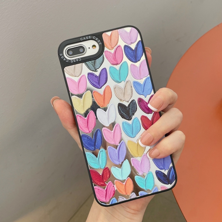 

Mirror Series Colorful Hearts Pattern Protective Case For iPhone SE 2020 / 8 / 7