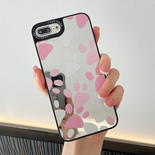 

Mirror Series Pink Cute Cat Paw Prints Pattern Protective Case For iPhone SE 2020 / 8 / 7
