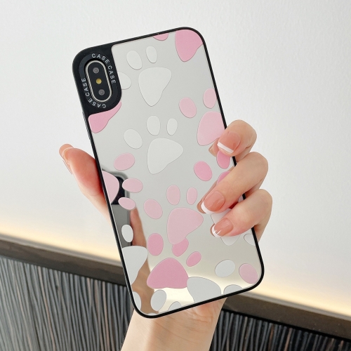 

Mirror Series Pink Cute Cat Paw Prints Pattern Protective Case For iPhone X / XS