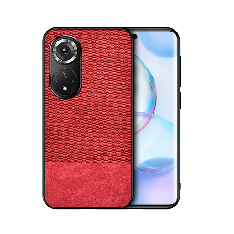 

For Honor 50 Shockproof Splicing PU + Cloth Texture PC + TPU Protective Case(Red)