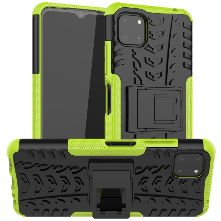 

For Samsung Galaxy A22 5G Tire Texture Shockproof TPU+PC Protective Case with Holder(Green)
