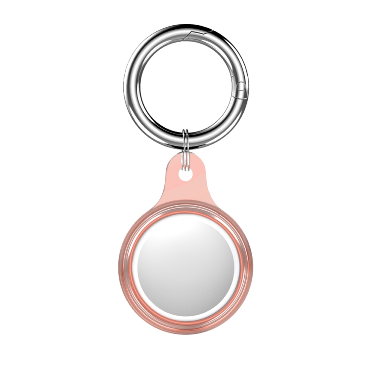 

Glacier TPU Anti-scratch Shockproof Protective Cover Soft Case with Spring Clasp Hanging Ring For AirTag(Transparent Pink)