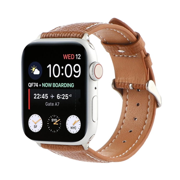 

Small Waist Cross Texture Leather Replacement Watchbands For Apple Watch Series 6 & SE & 5 & 4 44mm / 3 & 2 & 1 42mm(Brown)