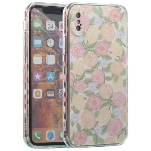 

TPU Embossed + Double-sided Painting Protective Case For iPhone X / XS(Pink Rose)