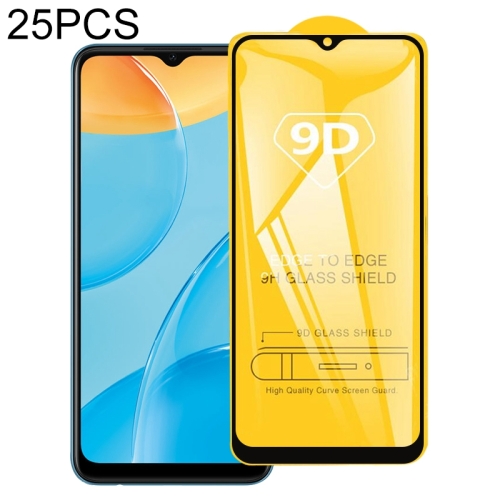 

For OPPO A35 25 PCS 9D Full Glue Full Screen Tempered Glass Film