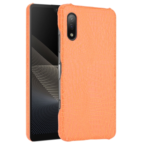 

For Sony Xperia Ace II Shockproof Crocodile Texture PC + PU Case(Orange)