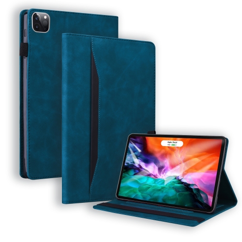 

For iPad Pro 12.9 inch 2021 / 2020 Business Shockproof Horizontal Flip Leather Case with Holder & Card Slots & Photo Frame & Pen Slot & Sleep / Wake-up Function(Blue)