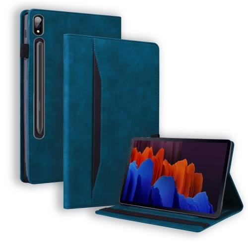 

For Samsung Galaxy Tab S7 2020 SM-T870 / SM-T875 Business Shockproof Horizontal Flip Leather Case with Holder & Card Slots & Photo Frame & Pen Slot & Sleep / Wake-up Function(Blue)