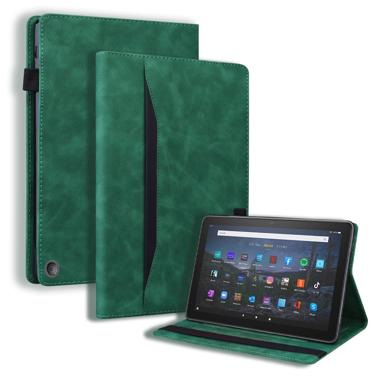 

For Amazon Fire HD 8 2020 10th Gen Business Shockproof Horizontal Flip Leather Case with Holder & Card Slots & Photo Frame & Pen Slot & Sleep / Wake-up Function(Green)