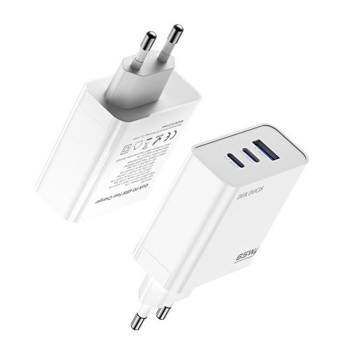

DUX DUCIS C90 65W Dual Type-C / USB-C + USB Gallium Nitride Fast Charging Travel Charger Power Adapter, EU Plug(White)
