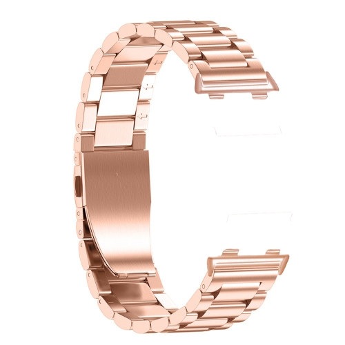 

For OPPO Watch 46mm Three-beads Steel Replacement Strap Watchband(Rose Gold)