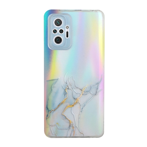 

For Xiaomi Redmi Note 10 Pro Laser Marble Pattern Clear TPU Shockproof Protective Case(Grey)