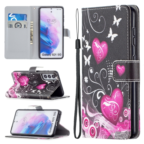 

For Samsung Galaxy S21 5G Colored Drawing Pattern Horizontal Flip PU Leather Case with Holder & Card Slots & Wallet & Lanyard(Be Careful)