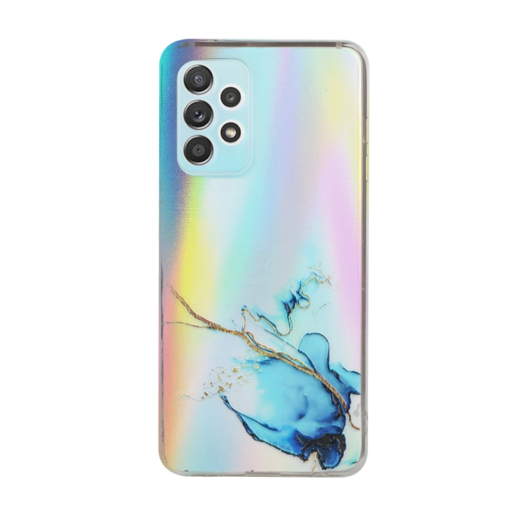 

For Samsung Galaxy A32 5G Laser Marble Pattern Clear TPU Shockproof Protective Case(Blue)