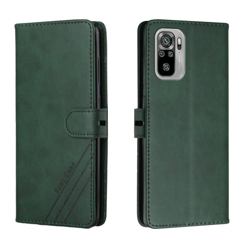 

For Xiaomi Redmi Note 10 Stitching Style 2-Color Cow Texture Horizontal Flip PU Leather Case with Holder & Card Slot & Lanyard(Green)