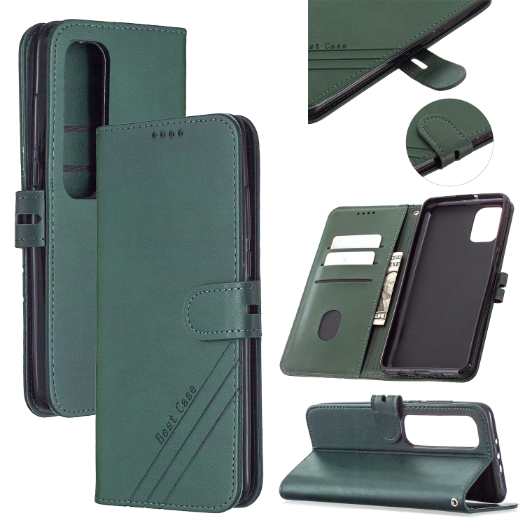 

For Xiaomi Mi 10 Ultra Stitching Style 2-Color Cow Texture Horizontal Flip PU Leather Case with Holder & Card Slot & Lanyard(Green)
