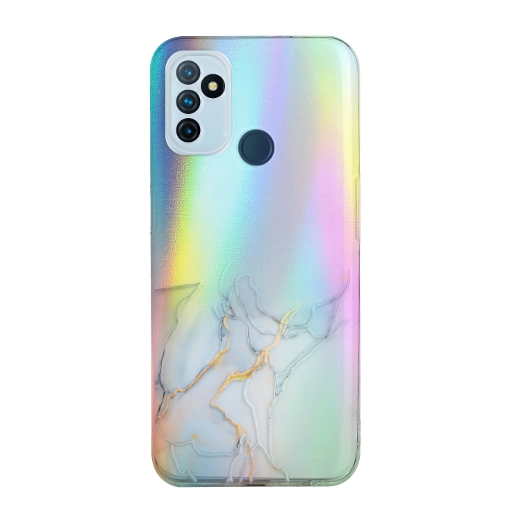 

For OnePlus Nord N100 Laser Marble Pattern Clear TPU Shockproof Protective Case(Gray)