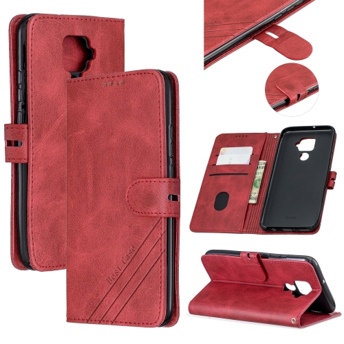 

For Huawei Mate 30 Lite Stitching Style 2-Color Cow Texture Horizontal Flip PU Leather Case with Holder & Card Slot & Lanyard(Red)