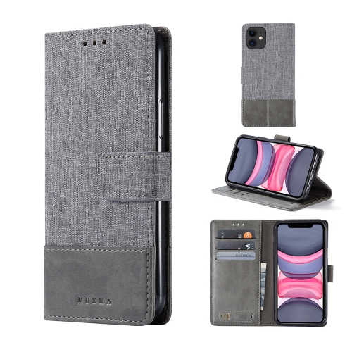 

For iPhone 11 MUXMA MX102 Horizontal Flip Canvas Leather Case with Stand & Card Slot & Wallet Function(Grey)