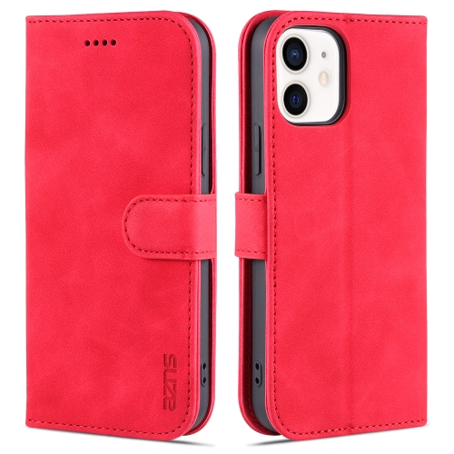 

For iPhone 12 / 12 Pro AZNS Skin Feel Calf Texture Horizontal Flip Leather Case with Card Slots & Holder & Wallet(Red)