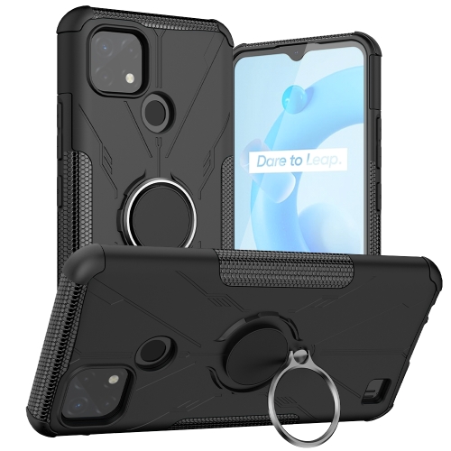 

For OPPO Realme C20 / C21 Armor Bear Shockproof PC + TPU Protective Case with Ring Holder(Black)
