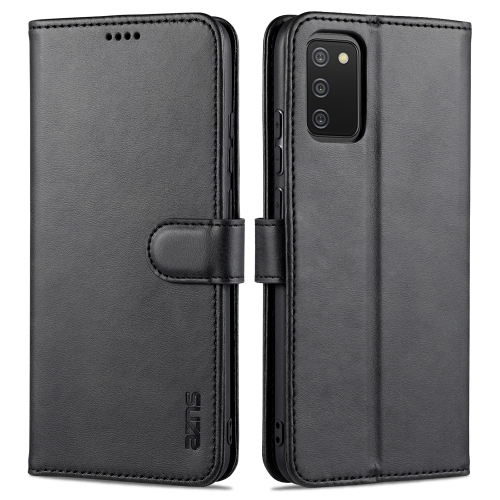 

For Samsung Galaxy A02s AZNS Skin Feel Calf Texture Horizontal Flip Leather Case with Card Slots & Holder & Wallet(Black)