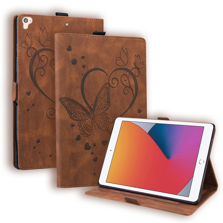 

Love Butterfly Pattern Horizontal Flip Leather Case with Holder & Sleep / Wake-up Function For iPad 9.7 (2017) (2018) / Air 2 Pro(Brown)