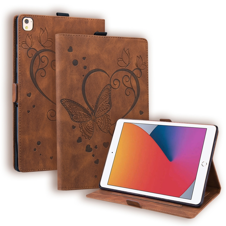 

Love Butterfly Pattern Horizontal Flip Leather Case with Holder & Sleep / Wake-up Function For iPad 10.2 (2019) / Air (2019) / 10.2 (2020)(Brown)