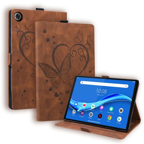 

For Lenovo Tab M10 Plus TB-X606F TB-X606X Love Butterfly Pattern Horizontal Flip Leather Case with Holder(Brown)