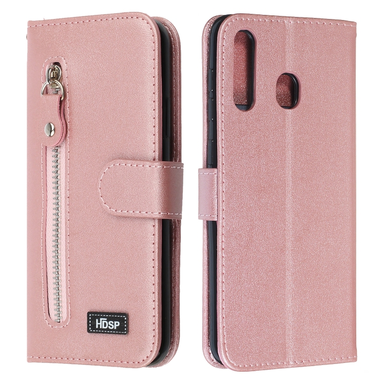 

For Galaxy A20 / A30 Zipper Horizontal Flip Leather Case with Wallet & Holder & Card Slots(Rose Gold)