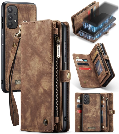 

For Samsung Galaxy A32 5G CaseMe Detachable Multifunctional Horizontal Flip Leather Case, with Card Slot & Holder & Zipper Wallet & Photo Frame(Brown)
