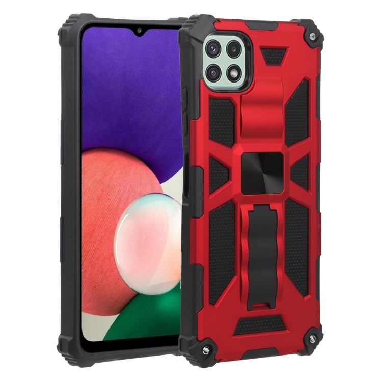 

For Samsung Galaxy A22 5G Shockproof TPU + PC Magnetic Protective Case with Holder(Red)