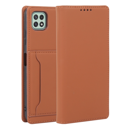 

For Samsung Galaxy A22 5G Strong Magnetism Liquid Feel Horizontal Flip Leather Case with Holder & Card Slots & Wallet(Brown)