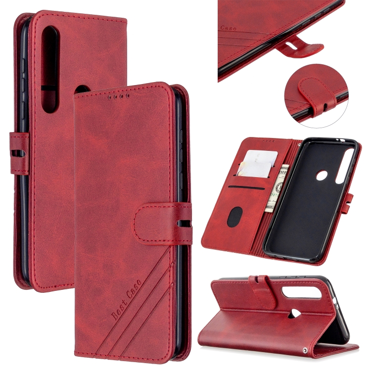 

For Motorola Moto G8 Play Stitching Style 2-Color Cow Texture Horizontal Flip PU Leather Case with Holder & Card Slot & Lanyard(Red)