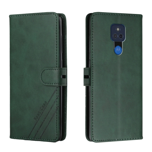 

For Motorola Moto G Play 2021 Stitching Style 2-Color Cow Texture Horizontal Flip PU Leather Case with Holder & Card Slot & Lanyard(Green)