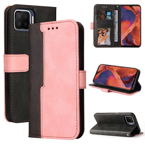 

For OPPO F17/A73 2020/F17 Pro/A93 2020 Business Stitching-Color Horizontal Flip PU Leather Case with Holder & Card Slots & Photo Frame & Lanyard(Pink)