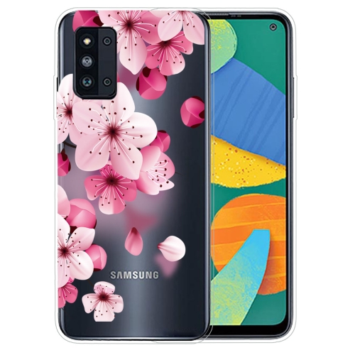 

For Samsung Galaxy F52 5G Colored Drawing Clear TPU Protective Cases(Cherry Blossoms)