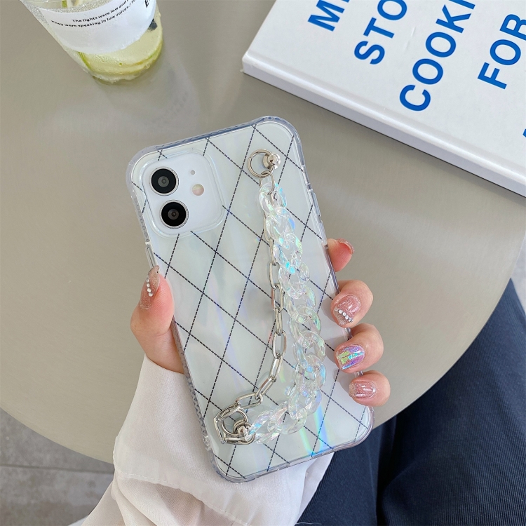 

Aurora Rhomboid TPU Shockproof Wrist Bracelet Chain Case For iPhone 11 Pro Max(Transparent)