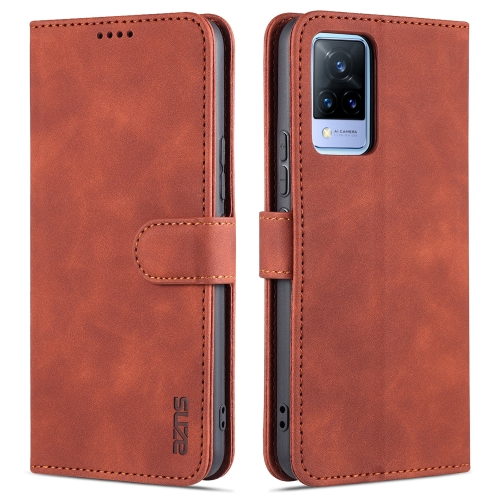 

For vivo V21 AZNS Skin Feel Calf Texture Horizontal Flip Leather Case with Card Slots & Holder & Wallet(Brown)