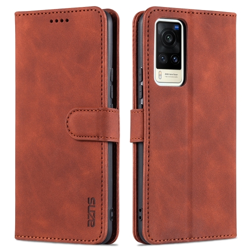 

For vivo X60 AZNS Skin Feel Calf Texture Horizontal Flip Leather Case with Card Slots & Holder & Wallet(Brown)