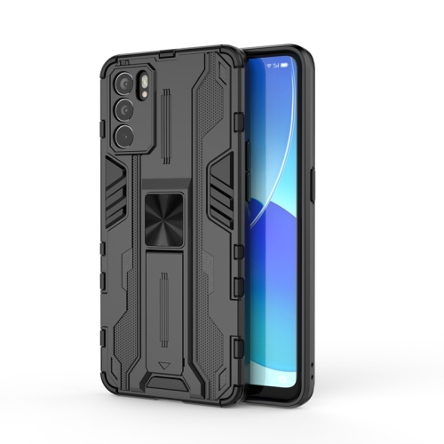 

For OPPO Reno6 5G Supersonic PC + TPU Shock-proof Protective Case with Holder(Black)