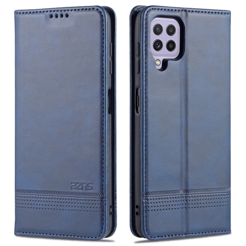 

For Samsung Galaxy A22 4G AZNS Magnetic Calf Texture Horizontal Flip Leather Case with Card Slots & Holder & Wallet(Dark Blue)