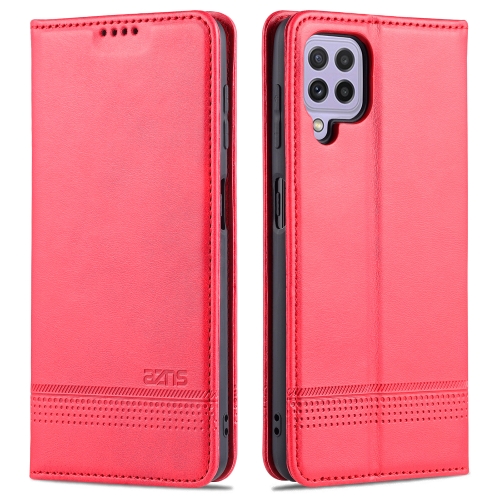 

For Samsung Galaxy A22 4G AZNS Magnetic Calf Texture Horizontal Flip Leather Case with Card Slots & Holder & Wallet(Red)