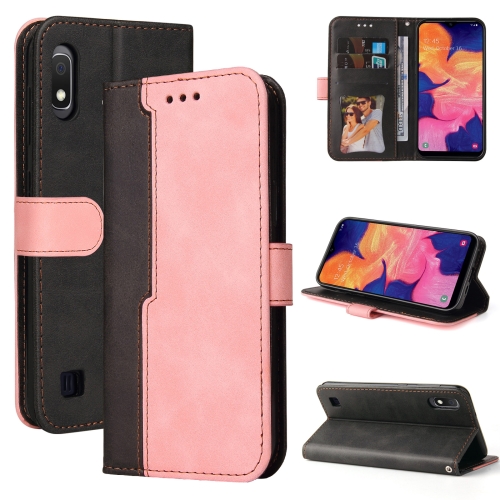 

For Samsung Galaxy A10 / M10 Business Stitching-Color Horizontal Flip PU Leather Case with Holder & Card Slots & Photo Frame(Pink)