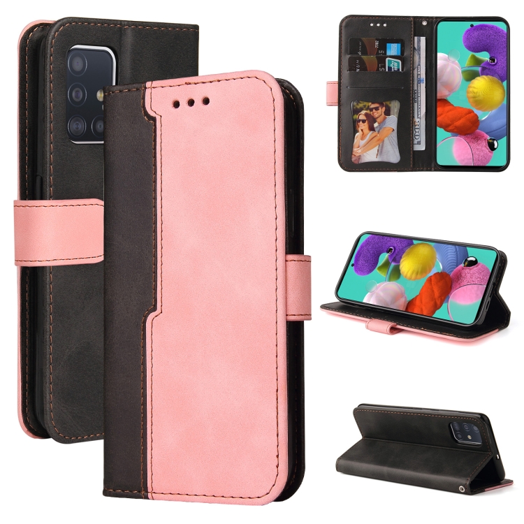 

For Samsung Galaxy A71 4G Business Stitching-Color Horizontal Flip PU Leather Case with Holder & Card Slots & Photo Frame(Pink)