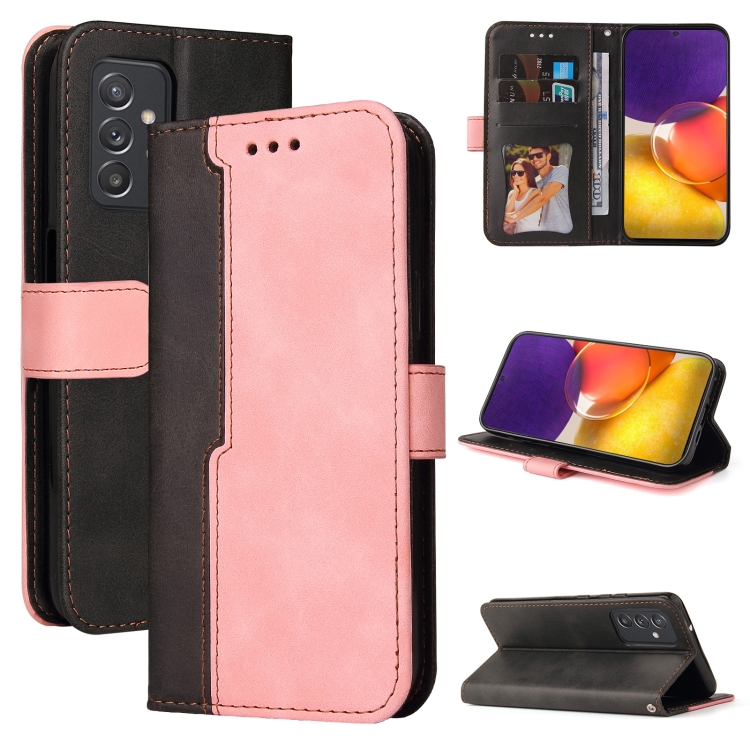 

For Samsung Galaxy A82 5G Business Stitching-Color Horizontal Flip PU Leather Case with Holder & Card Slots & Photo Frame(Pink)