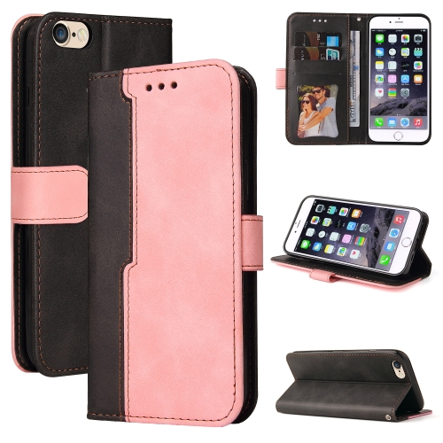 

Business Stitching-Color Horizontal Flip PU Leather Case with Holder & Card Slots & Photo Frame For iPhone 6s / 6(Pink)