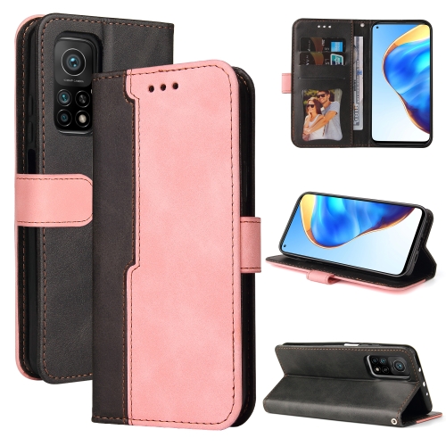 

For Xiaomi Mi 10T Pro/Mi 10T 5G/Redmi K30S Business Stitching-Color Horizontal Flip PU Leather Case with Holder & Card Slots & Photo Frame(Pink)