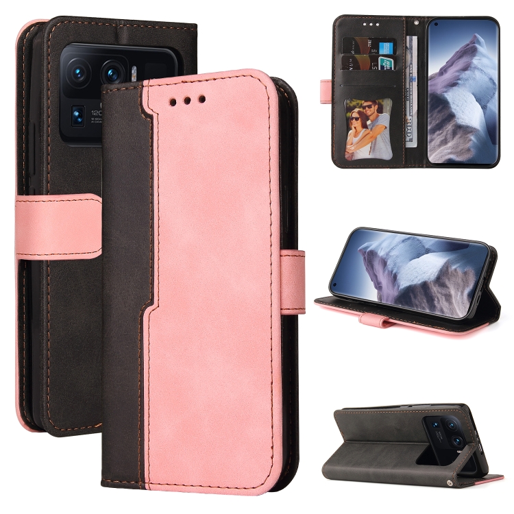 

For Xiaomi Mi 11 Ultra Business Stitching-Color Horizontal Flip PU Leather Case with Holder & Card Slots & Photo Frame(Pink)